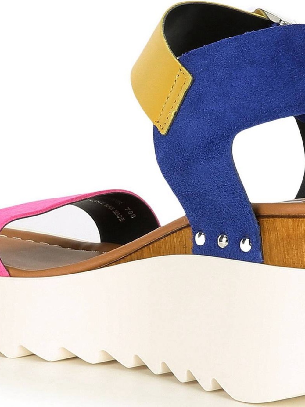 Steve Madden Pink, Yellow & Blue Platform Wedge Sandal - Picture 3 of 7